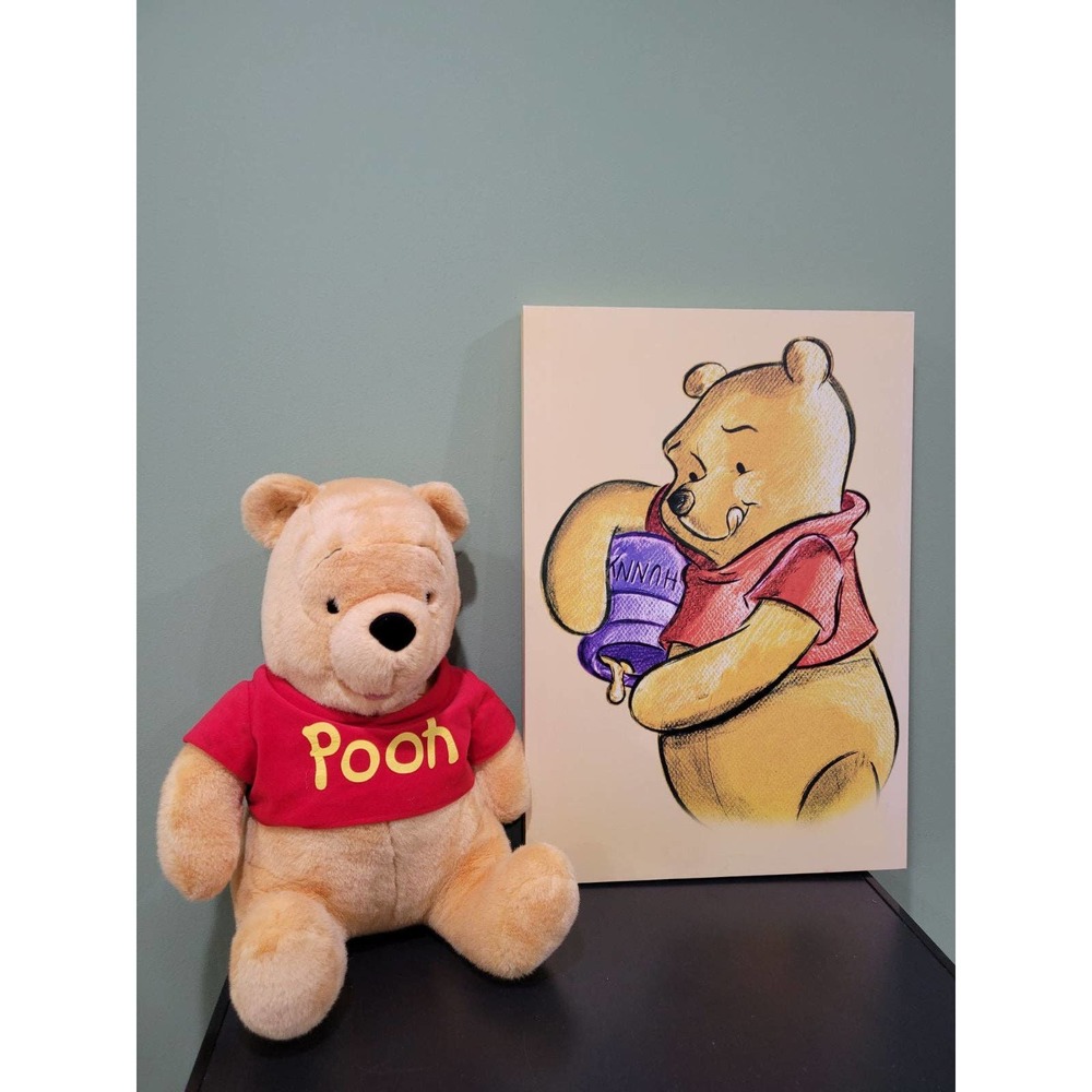 Vintage Disney Winnie the pooh soft toy and canvas painting set